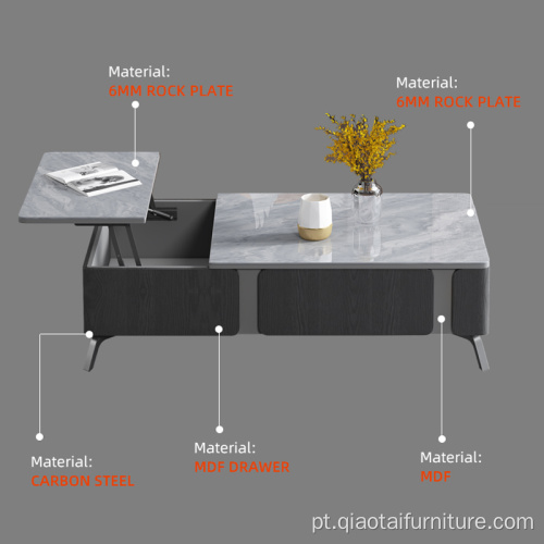 Conjunto de mesa de centro multifuncional que economiza espaço moderno